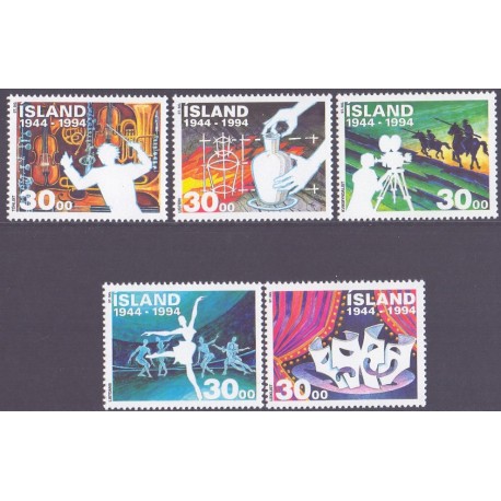 Island. 1994. Republikken 50-års jubilæum. AFA nr. 792-96 **   postfrisk st. stemplet FDC
