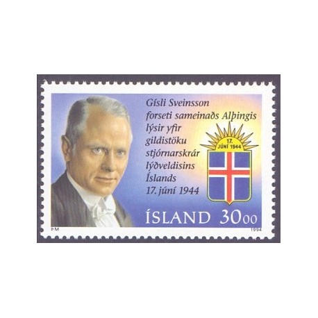 Island. 1994. Gisli Sveinsson. AFA nr. 797 **   postfrisk st. stemplet FDC