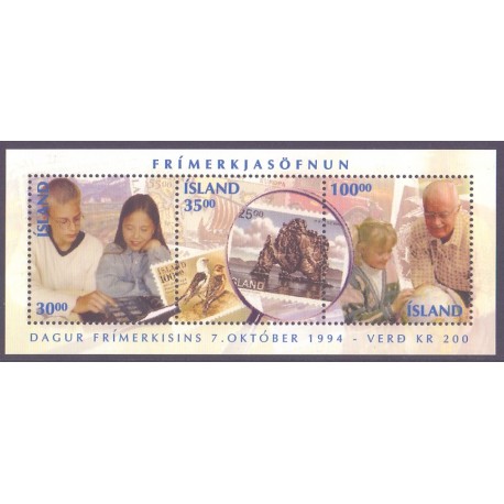 Island. 1994. Frimærkets dag, i miniark. AFA nr. 799 **   postfrisk st. stemplet FDC