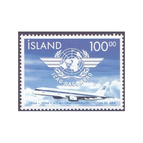 Island. 1994. Civil Luftfart 50-års jubilæum. AFA nr. 800 **   postfrisk st. stemplet FDC