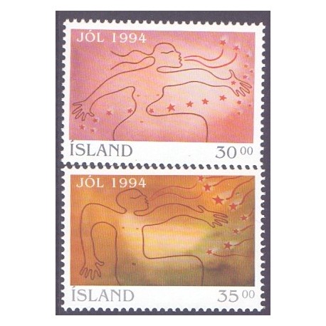 Island. 1994. Julefrimærker. AFA nr. 801-02 **   postfrisk st. stemplet FDC
