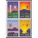 Island. 1995. Verdensmesterskaberne i håndbold, sammentryk. AFA nr. 805-08 **   postfrisk st. stemplet FDC