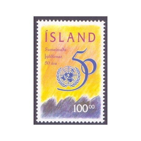 Island. 1995. FN's 50 Års jubilæum. AFA nr. 822 **  postfrisk st. stemplet FDC
