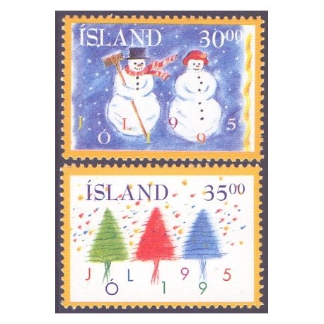 Island. 1995. Julefrimærker. AFA nr. 823-24 **  postfrisk st. stemplet FDC