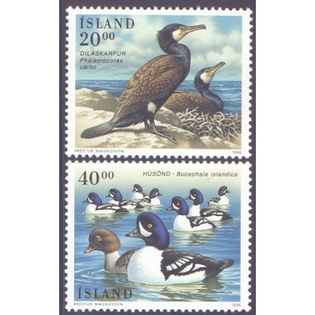 Island. 1996. Svømmefugle. AFA nr. 825-26 **  postfrisk st. stemplet FDC