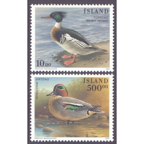 Island. 1997. Svømmefugle. AFA nr. 847-48 **  postfrisk st. stemplet FDC