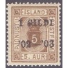 Island Tjenstemærker 5 Aur. AFA nr. 12 tk. 14x13½ **   stemplet st.