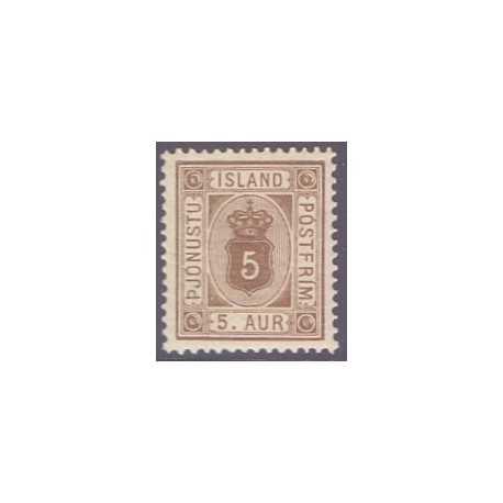 Island Tjenstemærker 5 Aur. tk. 14x13½. AFA nr. 4 **  stemplet st.