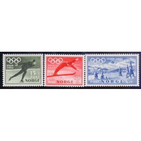 Norge. 1951. Vinterolympiade. AFA nr. 381-83 ** stemplet postfrisk FDC