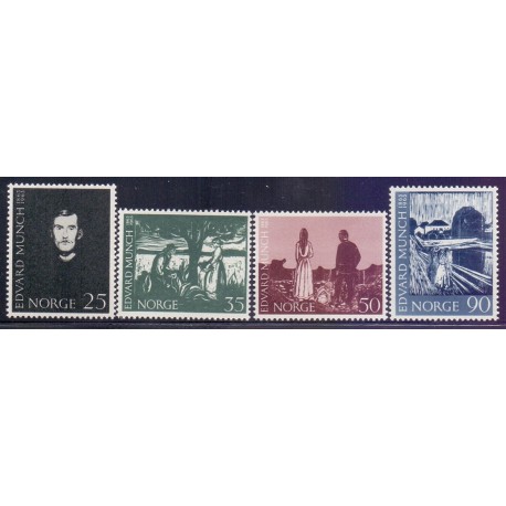 Norge. 1963. Edvard Munchs fødsel. AFA nr. 522-25  **  stemplet postfrisk FDC