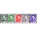 Norge. 1962. Kong. Olav.Farveændringer. AFA nr. 485-89 ** stemplet postfrisk FDC