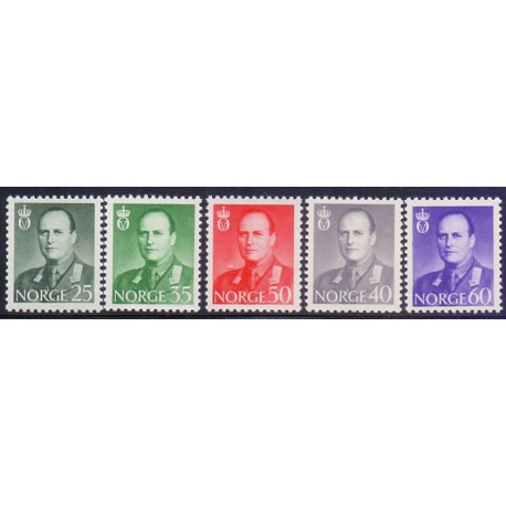 Norge. 1962. Kong. Olav.Farveændringer. AFA nr. 485-89 ** stemplet postfrisk FDC
