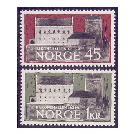 Norge. 1961, Haakonhallens 700-års jubilæum. AFA nr. 470-71 ** stemplet postfrisk FDC