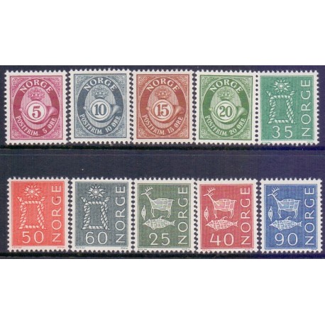 Norge. 1962. Posthorn stålstik. AFA nr. 492-501 ** stemplet postfrisk FDC