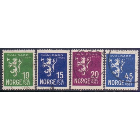 Norge. 1925. Svalbard. 10-45 Øre. AFA nr. 114-17 st.               st postfrisk stemplet **
