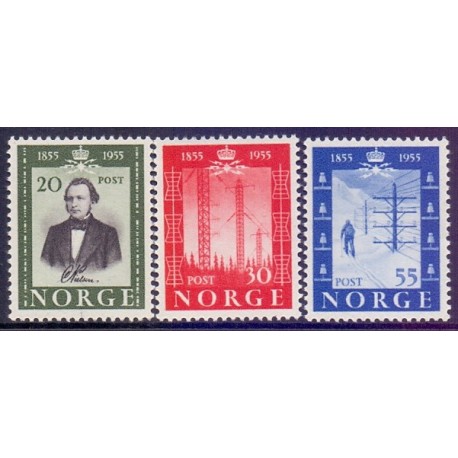 Norge. 1954. Telegrafverkets jubilæum. AFA nr. 401-03 ** stemplet postfrisk FDC