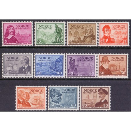 Norge. 1947. Postvæsnets 300-års jubilæum. AFA nr. 337-47 ** stemplet postfrisk FDC