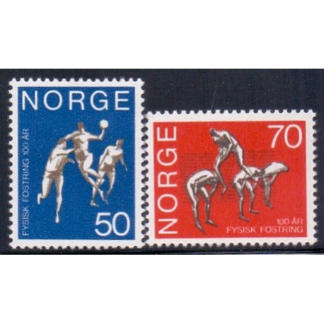 Norge. 1970. Norges Idrætsskolers 100 års-jubilæum. AFA nr. 630-31 ** stemplet postfrisk FDC