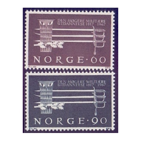 Norge. 1967. Højere militær uddannelse. AFA nr. 566-67 **  stemplet postfrisk FDC