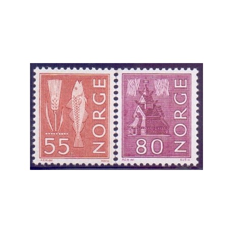 Norge. 1968-70. Nye tegninger. AFA nr. 518F + 520F  **  stemplet postfrisk FDC