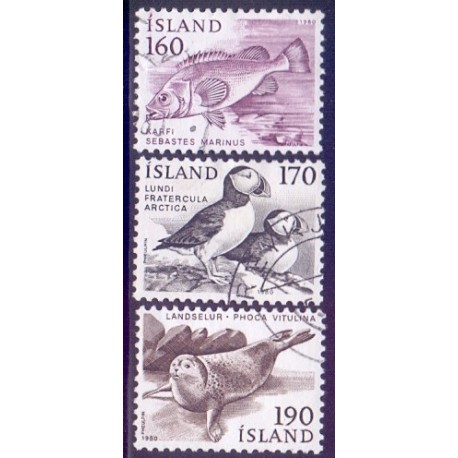 Island. 1980. Fauna Suppleringsværdier. AFA nr. 559-61 **   postfrisk st. stemplet FDC