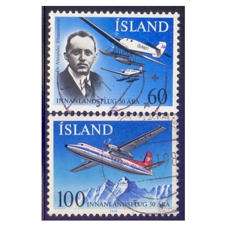Island. 1978. Icelandairs 50-års jubilæum. AFA nr. 533-34 **   postfrisk st. stemplet FDC