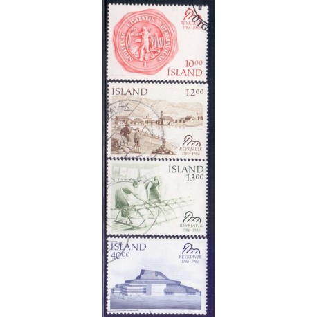 Island. 1986. Reykjaviks 200 år. AFA nr. 653-56 **   postfrisk st. stemplet FDC