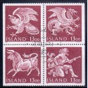 Island. 1987. De fire skytsånder i islands våben, i 4-blok. AFA nr. 672-75 **   postfrisk st. stemplet FDC