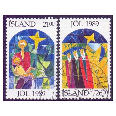 Island. 1989. Julefrimærker. AFA nr. 709-10 ** postfrisk st. stemplet FDC