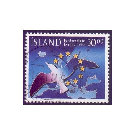 Island. 1990. Europæisk turistår. AFA nr. 729 ** postfrisk st. stemplet FDC
