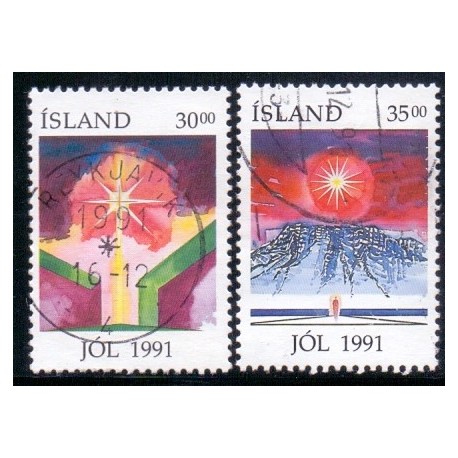 Island. 1991. Julefrimærker. AFA nr. 751-52 ** postfrisk st. stemplet FDC