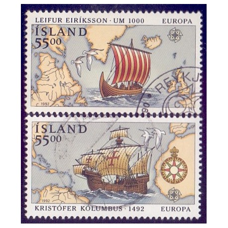 Island. 1992, Europamærker / CEPT. AFA nr. 755-56 ** postfrisk st. stemplet FDC