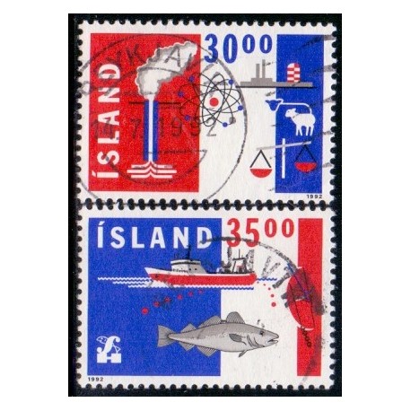Island. 1992, Eksport og handelsanliggender. AFA nr. 758-59** postfrisk st. stemplet FDC