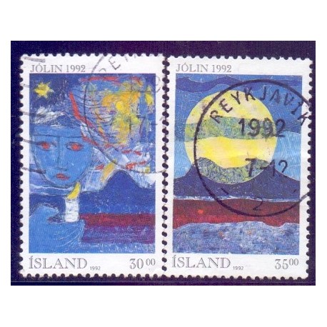 Island. 1992, Julefrimærker. AFA nr. 766-67 **  postfrisk st. stemplet FDC