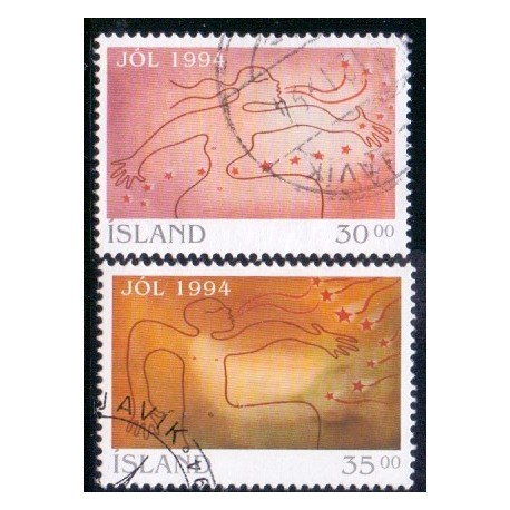 Island. 1994. Julefrimærker. AFA nr. 801-02 **   postfrisk st. stemplet FDC