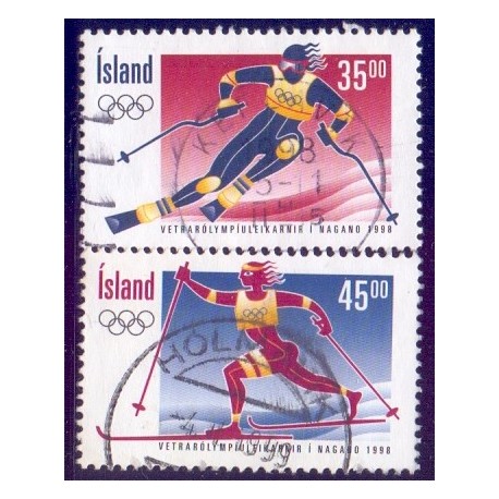Island. 1998, Olympiske vinterlege. AFA nr. 867-68 **  postfrisk st. stemplet FDC