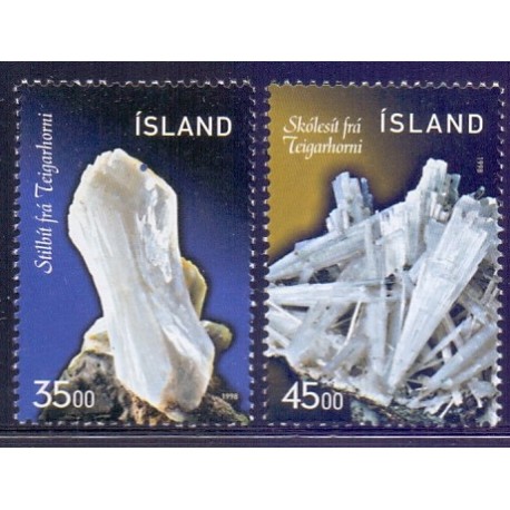 Island. 1998. Mineraler. AFA nr. 878-79 **  postfrisk st. stemplet FDC