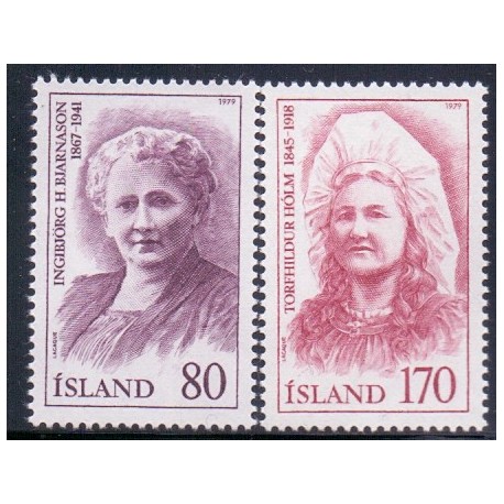 Island. 1979. Berømte islændinge. AFA nr. 542-43 ** postfrisk st. stemplet FDC