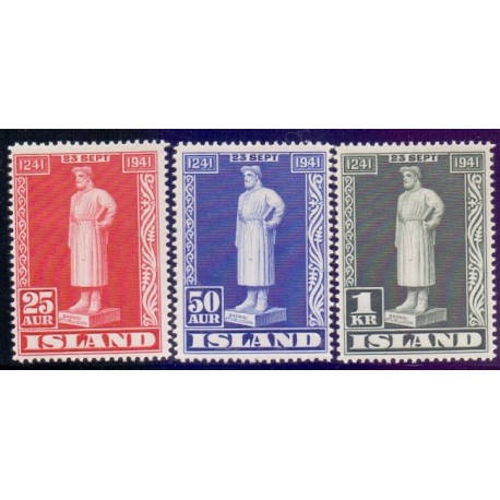 Island. 1941. Snorre Sturlassons. AFA nr. 224-26 **  postfrisk st. stemplet FDC