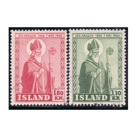 Island. 1950. Jon Arason, komplet sæt. AFA nr. 272-73 **  postfrisk st. stemplet FDC