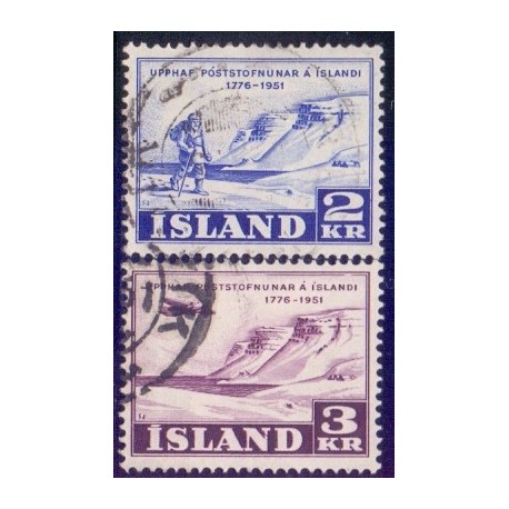 Island. 1951. Det Islandske postvæsen, komplet sæt. AFA nr. 274-75 **  postfrisk st. stemplet FDC
