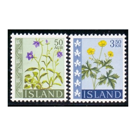 Island. 1962. Blomster serie. AFA nr. 360-61 ** postfrisk st. stemplet FDC