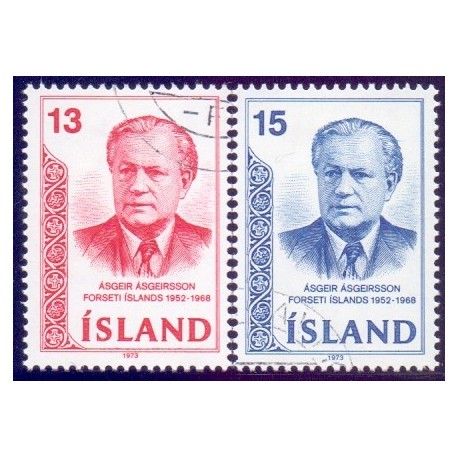 Island. 1973. Asgeir Asgeirsson. AFA nr. 481-82  **   postfrisk st. stemplet FDC