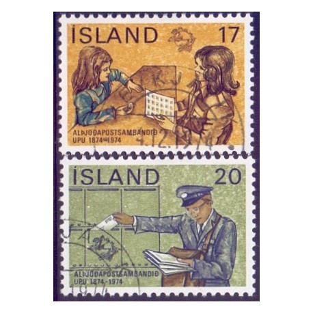 Island. 1974. Verdenspostunionen 100-års jubilæum. AFA nr. 499-500 **   postfrisk st. stemplet FDC