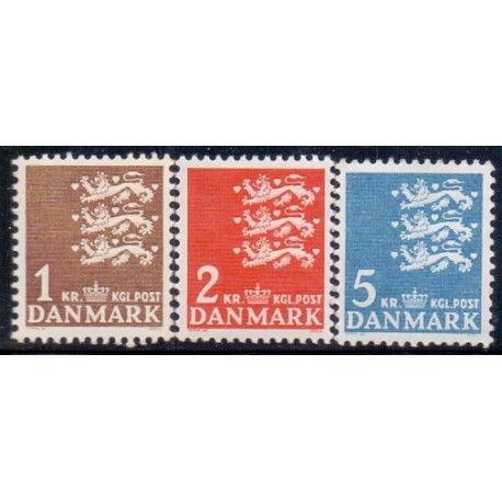 1946. Lille rigsvåben. AFA nr. 293-95 postfrisk    Stemplet FDC