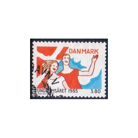 1985. FN's  Inter. Ungdomsår. AFA nr. 828 postfrisk  Stemplet FDC