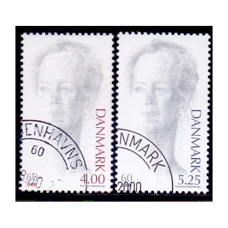 2000. Dr. Margrethe 60 år. AFA 1239-40 komplet postfrisk Stemplet