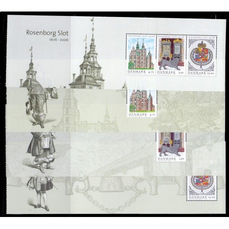 2006. Rosenborg Slot 400 år, AFA nr. 1463-65, postfrisk  miniark Stemplet FDC