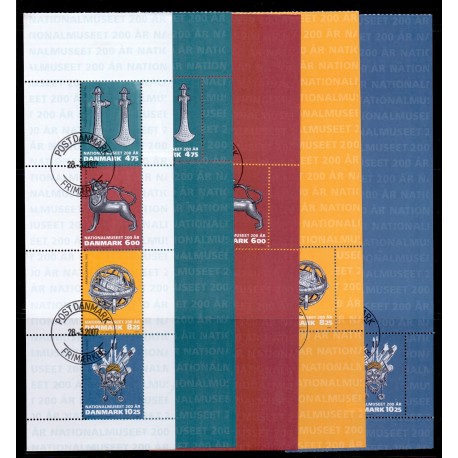 2007. Nationalmuseet 200 år, AFA nr. 1501a-04a, i  postfrisk miniark Stemplet FDC