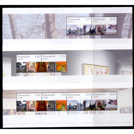 2008. Kunstmuseet Louisiana, AFA nr. 1543-45, i postfrisk miniark  Stemplet FDC
